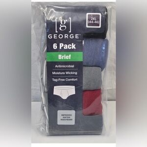 George Men's Briefs Size 2XL  (44-46) 6 Pack 100% Cotton Assorted Colors New